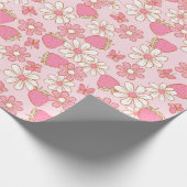 Aardbei Daisy & Vlinder Cadeaupapier (Hoek)
