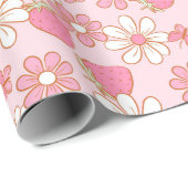 Aardbei Daisy & Vlinder Cadeaupapier (Rol Hoek)