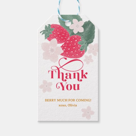 Aardbei Dank Je Beeri Veel Verjaardag Favoriet Cadeaulabel (Voorkant)