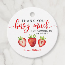 Aardbei Dank je Berry Much Girl's Birthday Bedankjes Labels