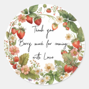 aardbei Dank je Berry Much Ronde Sticker