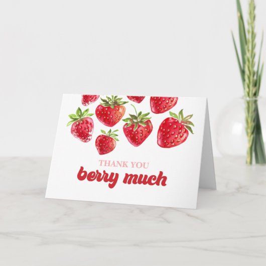 Aardbei Dank Je Berry Veel Bedankkaart (Voorkant)