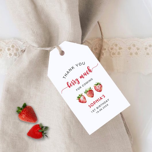 Aardbei Dank je Berry Veel Cadeaulabel