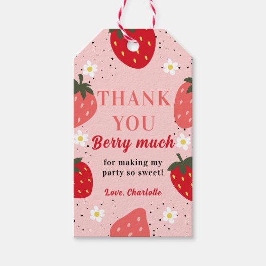 Aardbei Dank Je Berry Veel Favor Cadeaulabel (Voorkant)