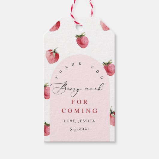 Aardbei dank je bessen veel cadeaulabel (Voorkant)