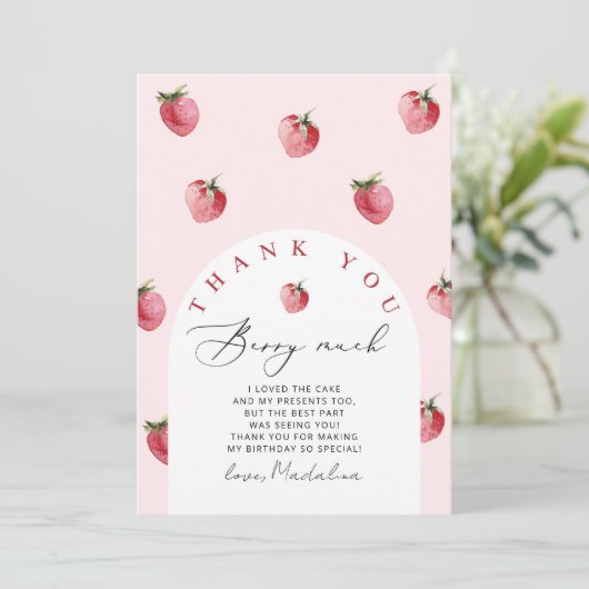 Aardbei dank je zeer dank je kaart (Staand voorkant)