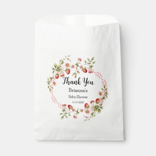 Aardbei Dank u-Baby shower gunstzakken Bedankzakje (Voorkant)