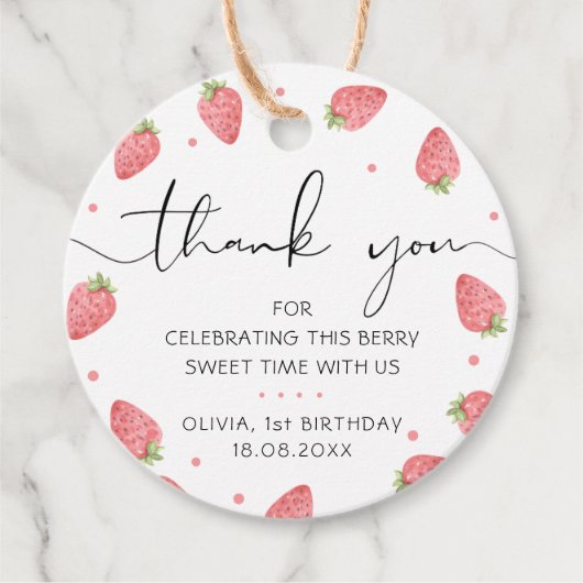 Aardbei Dank u Berry Favor Gift Labels (Voorkant)