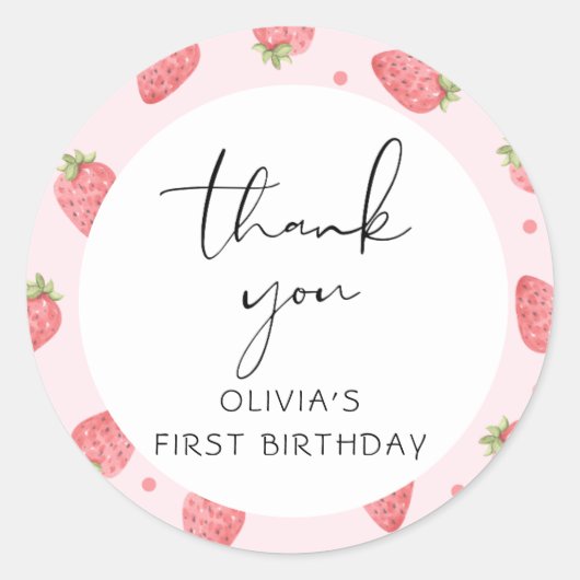Aardbei Dank u Berry Favor Gift Labels (Voorkant)