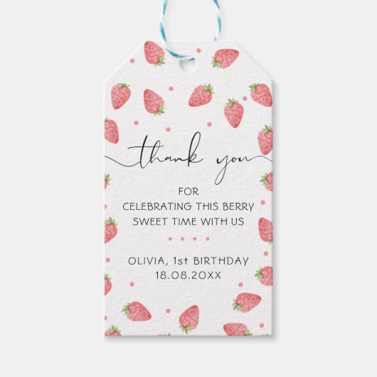 Aardbei Dank u Berry Favor Gift Labels Cadeaulabel (Voorkant)