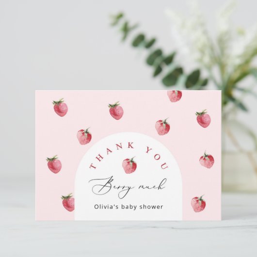 Aardbei Dank u bes Veel dank Kaart (Staand voorkant)
