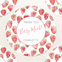 Aardbei Dank u Gepersonaliseerd Ronde Sticker