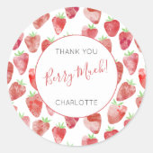 Aardbei Dank u Gepersonaliseerd Ronde Sticker (Voorkant)
