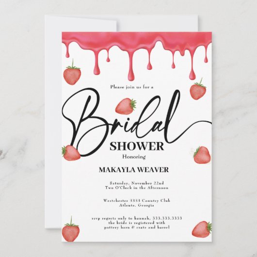 Aardbei Dat is Amore Bridal Shower Uitnodiging (Voorkant)