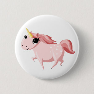 Aardbei de Roze Unicorn Ronde Button 5,7 Cm