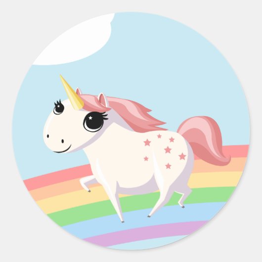 Aardbei de Unicorn Ronde Sticker (Voorkant)