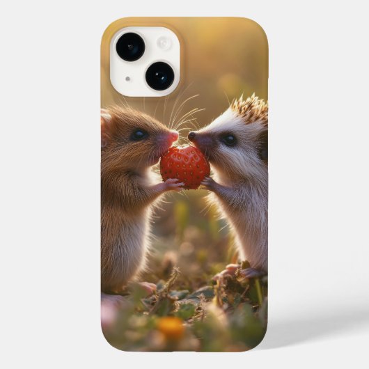 Aardbei delen - Schattige egel en muis Case-Mate iPhone Case (Achterkant)
