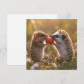 Aardbei delen - Schattige egel en muis Feestdagenkaart (Voorkant / Achterkant)