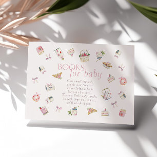 Aardbei Dessert Baby Shower Boeken Voor Baby Informatiekaartje