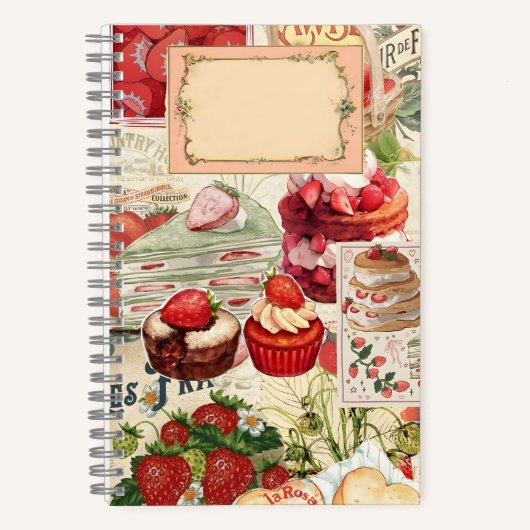 Aardbei Dessert Dreams: Een  Collage Notitieboek (Voorkant)