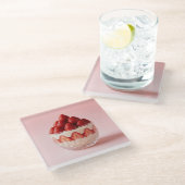 Aardbei dessert glazen onderzetter (Schuin)