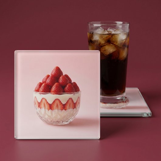 Aardbei dessert glazen onderzetter