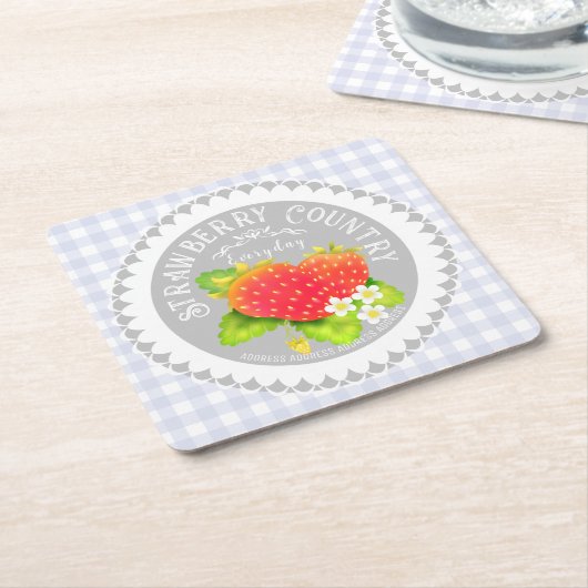 Aardbei Doilies Gray Play Kartonnen Onderzetters (Schuin)