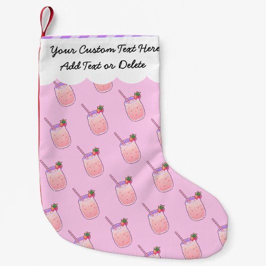 Aardbei Drink Cute Kawaii Pixel Girly Pastel Kleine Kerstsok (Voorkant)