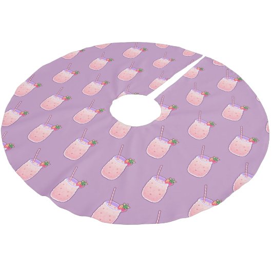 Aardbei Drink Cute Kawaii Pixel Girly Pink Kerstboom Rok (Gekanteld)
