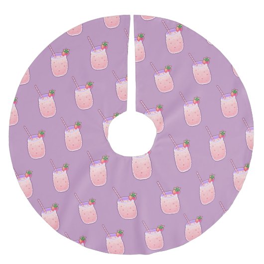 Aardbei Drink Cute Kawaii Pixel Girly Pink Kerstboom Rok (Voorkant)