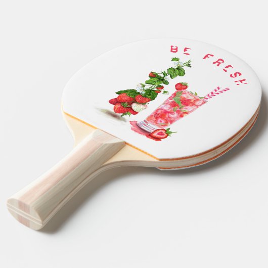 Aardbei Drink Ping Pong Paddle - aangepaste tekst Tafeltennisbatje (Voorkant Gekanteld)