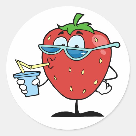Aardbei Drink Stickers (Voorkant)