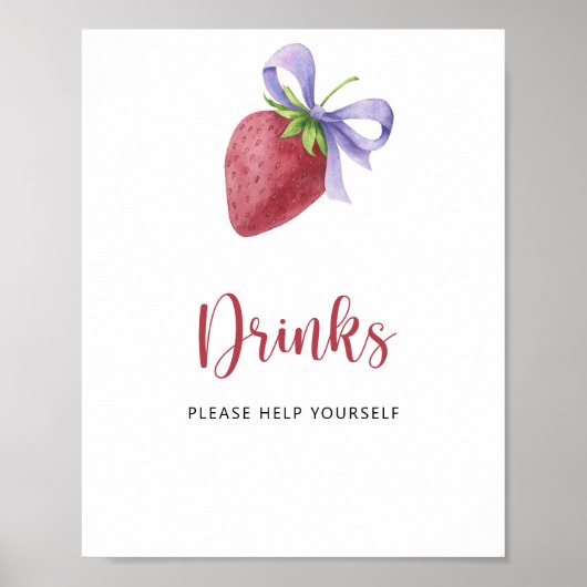 Aardbei - Drinken helpen jezelf Poster (Voorkant)
