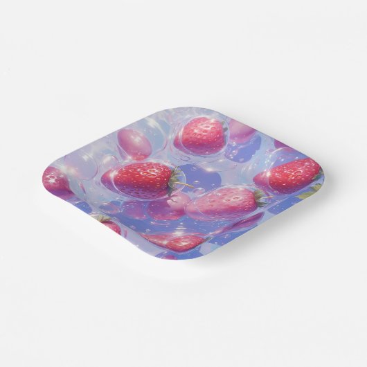 aardbei-druif-splash papieren bordje (Gebogen)