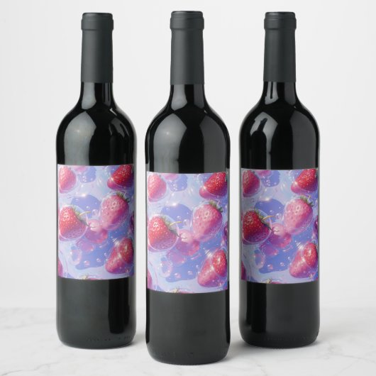 aardbei-druif-splash wijn etiket (Flessen)