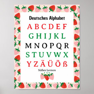 Aardbei Duits Alfabet Zoete Leren Poster