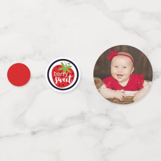 Aardbei EÉÉN geboorte-meisje 1e Baby Confetti (Voorkanten)