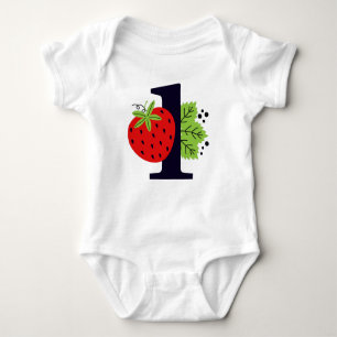 Aardbei EÉÉN geboorte-meisje 1e Baby Romper