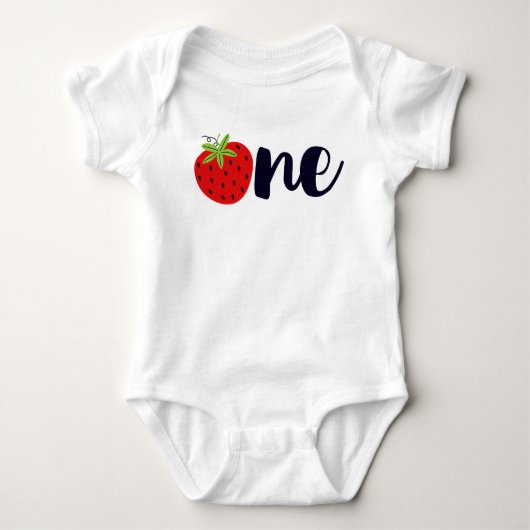 Aardbei EÉÉN geboorte-meisje 1e Baby Romper (Voorkant)