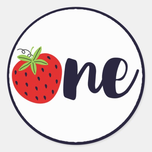 Aardbei EÉÉN geboorte-meisje 1e Baby Ronde Sticker (Voorkant)