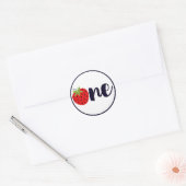 Aardbei EÉÉN geboorte-meisje 1e Baby Ronde Sticker (Envelop)