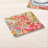 Aardbei Eenhoorn Kartonnen Onderzetters (Schuin)