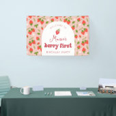 Aardbei eerst verjaardagsfeest achtergrond spandoek (Beurs)