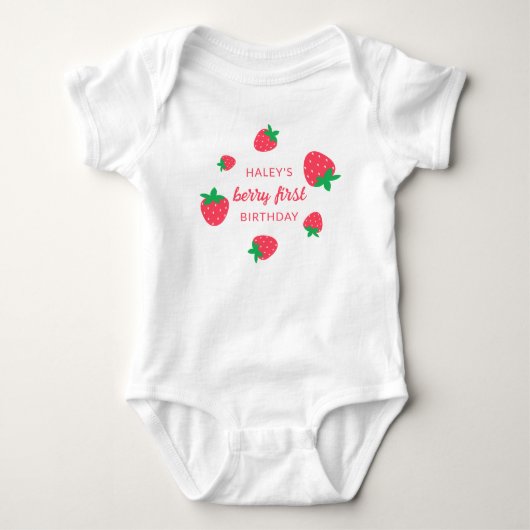 Aardbei Eerste 1e Baby Verjaardag Romper (Voorkant)