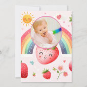 aardbei Eerste 1e feestdag verjaardag Kaart (Achterkant)