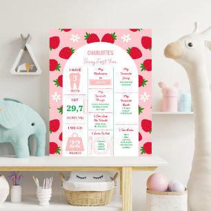 Aardbei Eerste 1e Verjaardag Milestone Sweet One Poster