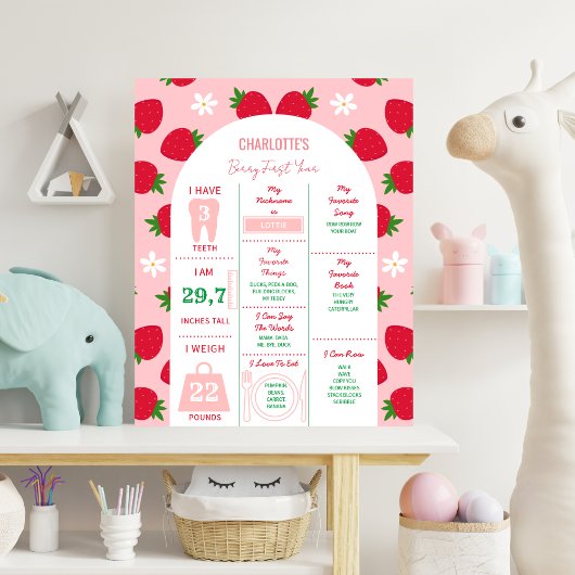 Aardbei Eerste 1e Verjaardag Milestone Sweet One Poster
