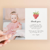 Aardbei Eerste Aardbei 1e Verjaardagsfoto Bedankkaart