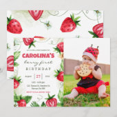 Aardbei eerste foto Verjaardag Kaart (Voorkant / Achterkant)