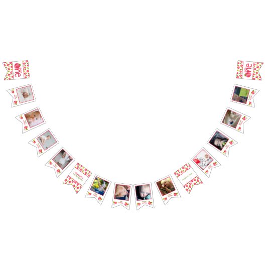 Aardbei Eerste Verjaardag 12 Maand Foto Vlaggetjes (Alle)